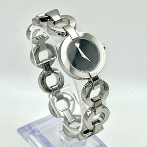Movado Belamoda Bangle Silver Black tones Ladies Watch Working
